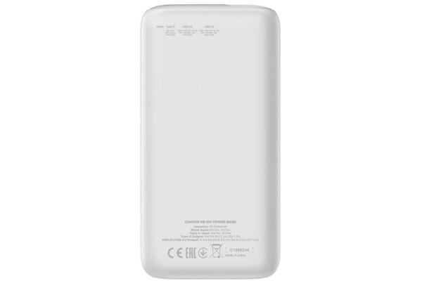 Powerbank Canyon PB-301 30000mAh 20.0W biały