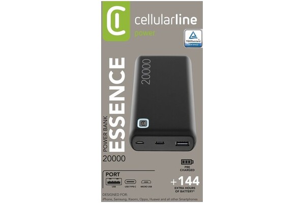 Powerbank CELLULARLINE Essence 20000mAh 12.0W czarny