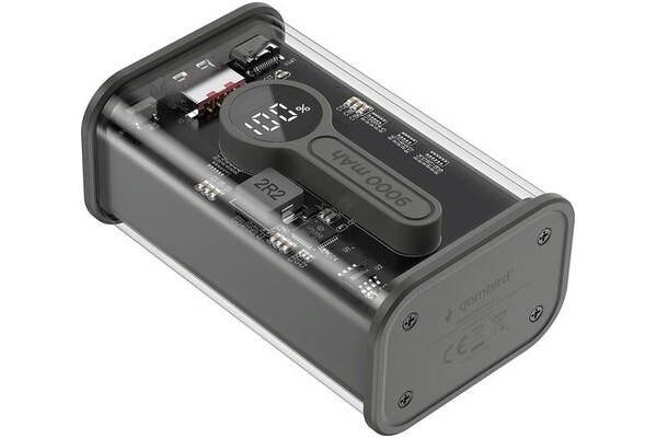 Powerbank Gembird PB09-TQC3-01 9000mAh 20.0W Czarno-przezroczysty