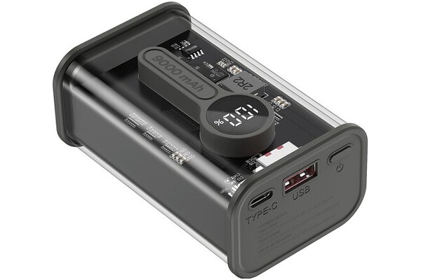 Powerbank Gembird PB09-TQC3-01 9000mAh 20.0W Czarno-przezroczysty