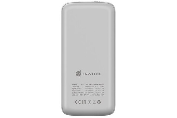 Powerbank NAVITEL PWR20 MX 20000mAh 22.5W biały