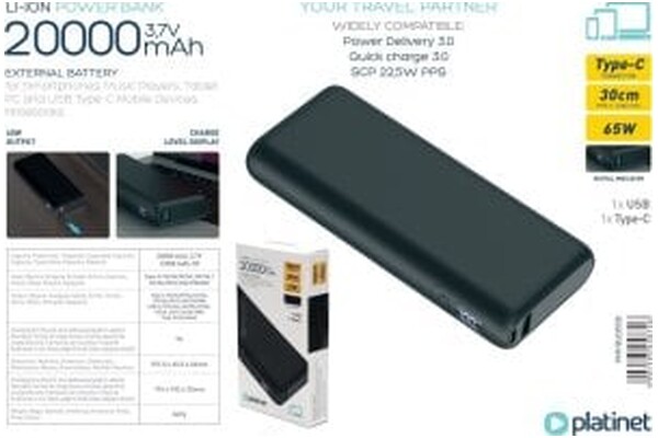 Powerbank Platinet PMPB2065B 20000mAh 65.0W czarny