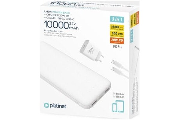 Powerbank Platinet PMPB10SETW 10000mAh 20.0W biały