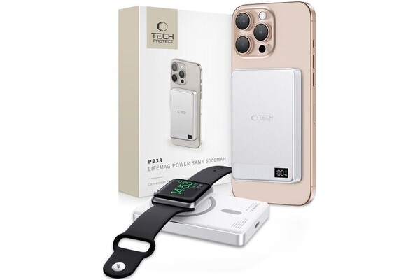 Powerbank Tech-Protect PB33 5000mAh 15.0W srebrny