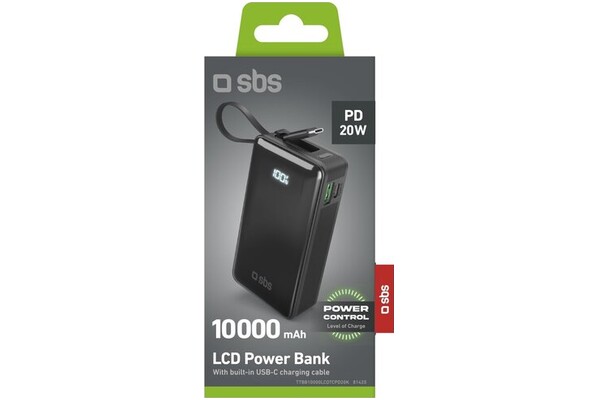 Powerbank SBS TTBB10000LCDTCPD20K 10000mAh 22.5W czarny