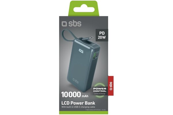 Powerbank SBS TTBB10000LCDTCPD20A 10000mAh 22.5W szary