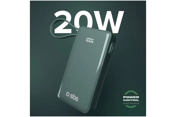 Powerbank SBS TTBB10000LCDTCPD20A 10000mAh 225.0W Cyjan
