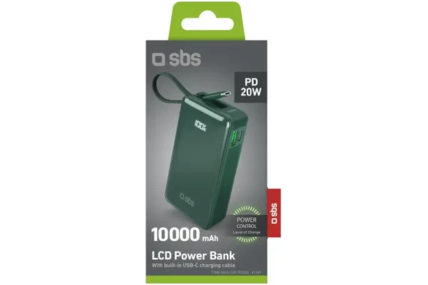 Powerbank SBS TTBB10000LCDTCPD20G 10000mAh 225.0W zielony