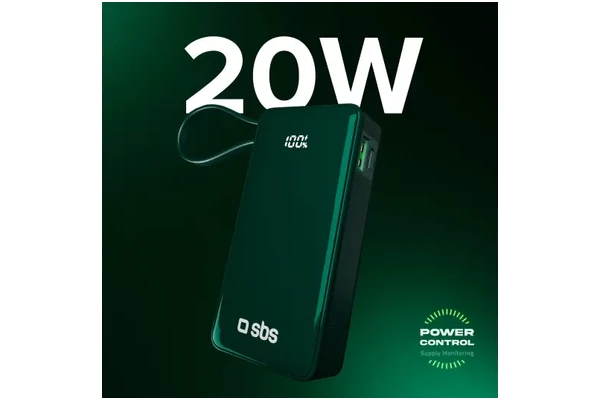 Powerbank SBS TTBB10000LCDTCPD20G 10000mAh 225.0W zielony