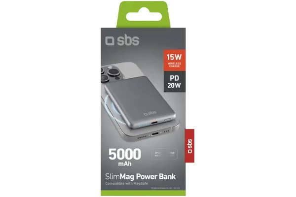 Powerbank SBS TEBB5000MAGSLIM 5000mAh 20.0W szary