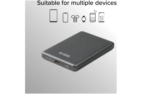 Powerbank SBS TEBB5000MAGSLIM 5000mAh 20.0W szary
