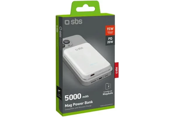 Powerbank SBS TEBB5000MAGSPD20W 5000mAh 20.0W biały