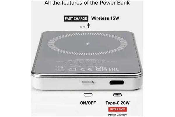 Powerbank SBS TEBB5000MAGSPD20W 5000mAh 20.0W biały