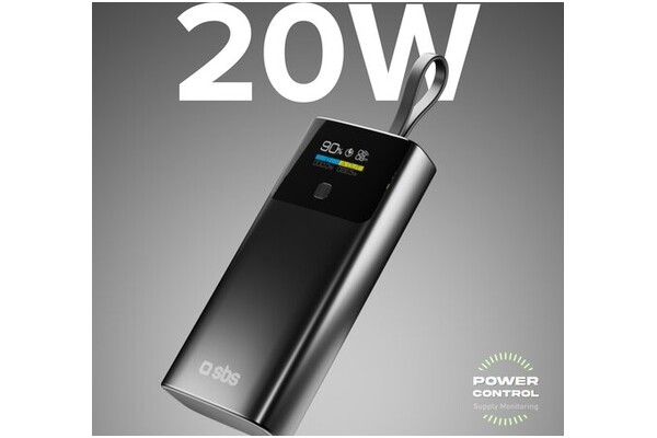 Powerbank SBS TTBB10000LCDPD20 10000mAh 20.0W szary