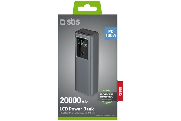 Powerbank SBS TTBB20000LCDPD100 20000mAh 100.0W szary