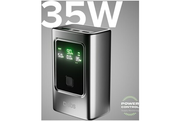 Powerbank SBS TTBB10000LCDPD35 10000mAh 35.0W szary