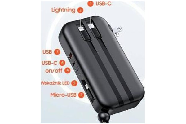 Powerbank USAMS Usa001122 10000mAh 20.0W czarny