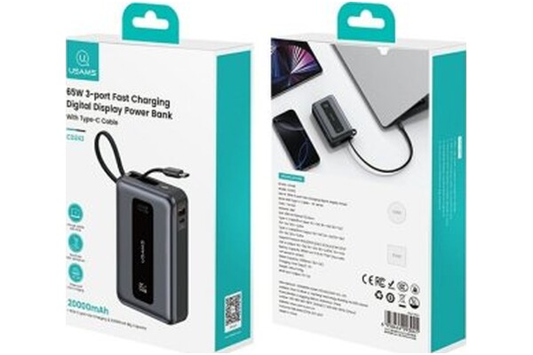 Powerbank USAMS CD243 20000mAh 65.0W szary