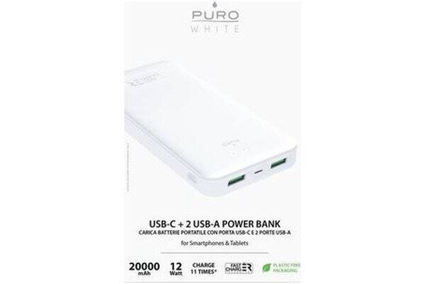 Powerbank PURO Fast Charger 20000mAh biały