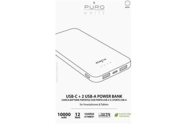 Powerbank PURO Fast Charger 10000mAh 12.0W biały