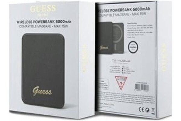 Powerbank Guess Metal Script Logo 5000mAh 15.0W czarny