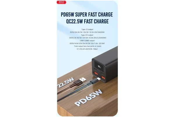 Powerbank XO PB97 20000mAh 65.0W czarny