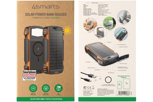 Powerbank 4SMARTS Rugged TitanPack UltiMag 20000mAh 20.0W czarny
