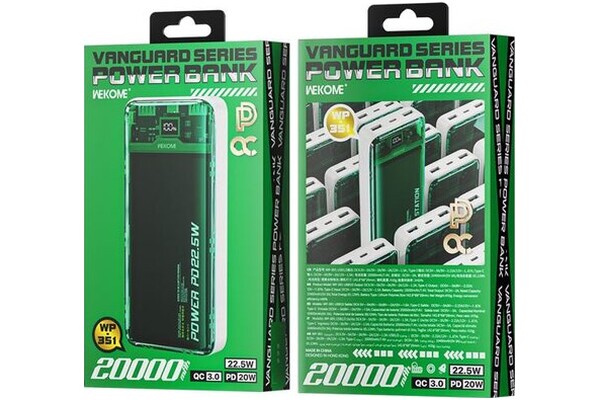Powerbank WEKOME WP-351 20000mAh 22.5W biało-zielony