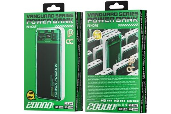 Powerbank WEKOME WP-351 20000mAh 22.5W zielony