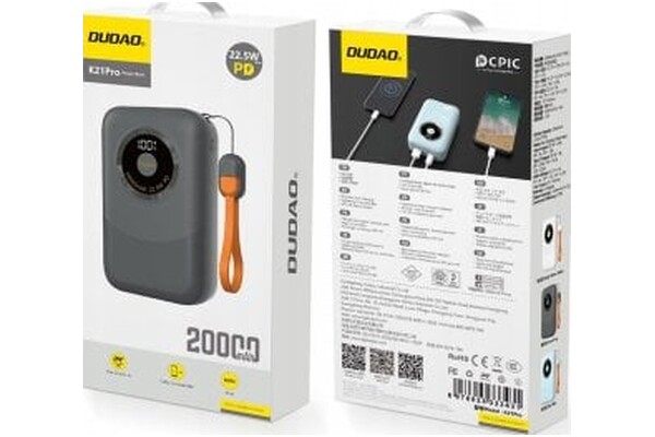 Powerbank Dudao K21 Pro 20000mAh 22.5W szary