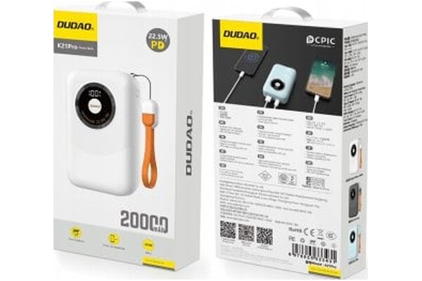 Powerbank Dudao K21 Pro 20000mAh 22.5W biały