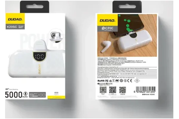 Powerbank Dudao K20SC 5000mAh 12.0W biały