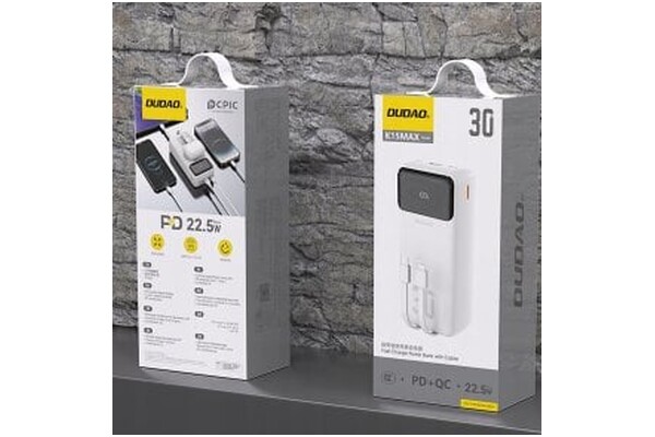 Powerbank Dudao K15 Max 30000mAh 22.5W biały
