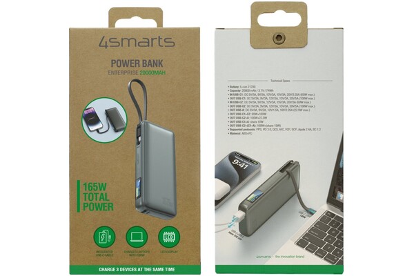 Powerbank 4SMARTS Enterprise 20000mAh 165.0W szary