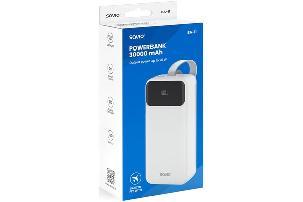Powerbank SAVIO BA-11 30000mAh biały