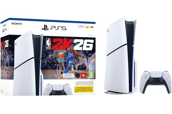 Konsola Sony PlayStation 5 Slim biało-czarny + NBA 2K26