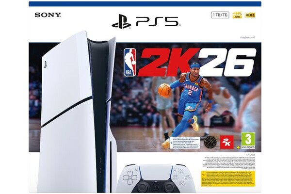 Konsola Sony PlayStation 5 Slim biało-czarny + NBA 2K26