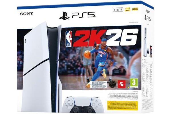 Konsola Sony PlayStation 5 Slim biało-czarny + NBA 2K26