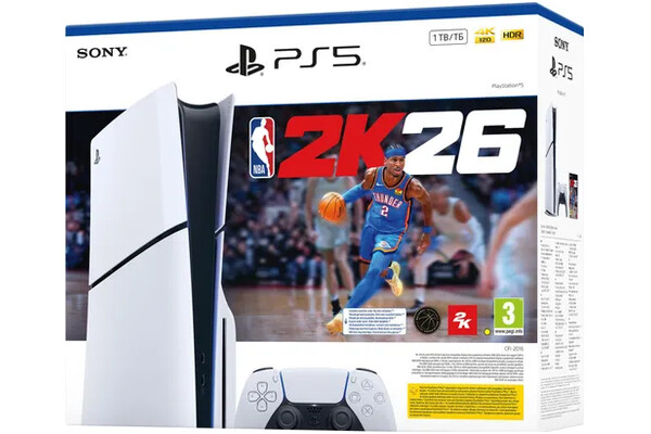 Konsola Sony PlayStation 5 Slim 1TB biało-ray + Astros Playroom, NBA 2K26