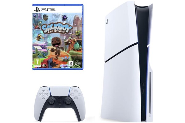 Konsola Sony PlayStation 5 Slim 1TB biało-czarny + Sackboy A Big Adventure + pad bezprzewodowy DualSense